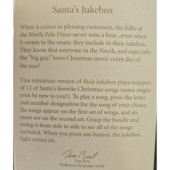 Hallmark Keepsake 2007 Santas Jukebox Christmas Ornament With Light Sound Music - Picture 5 of 5